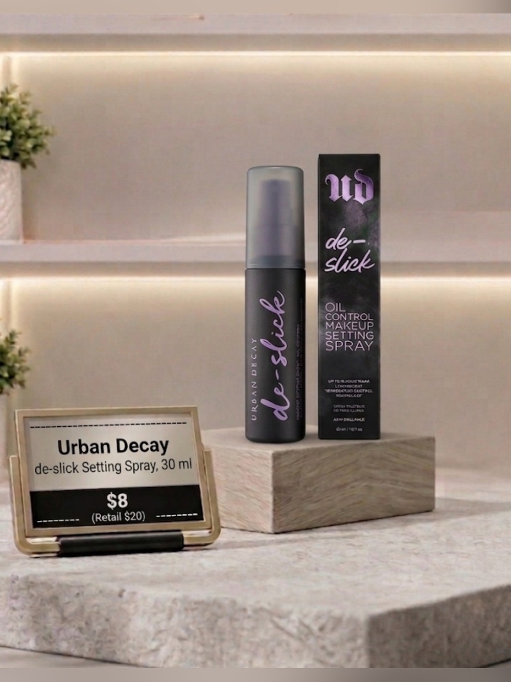 NEW Urban Decay de-slick Setting Spray in Black with Lavender Accents